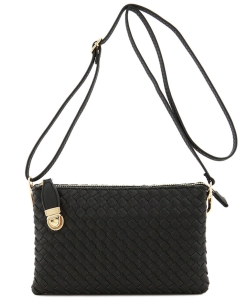 Fashion Woven Clutch Crossbody Bag WU042 BLACK/